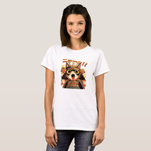 Cute Samurai Cat in Armor T-Shirt
