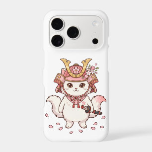 Cute Samurai Cat in Pink Sakura Helmet