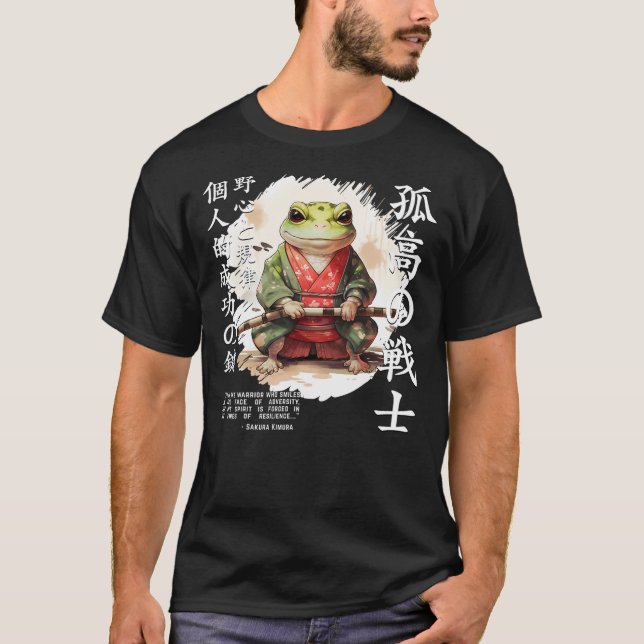 Cute Samurai Frog Warrior Japanese Ninja Frog Kawa T-Shirt (Front)
