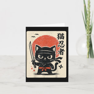 Cute Samurai Ninja Cat Warrior Japanese Anime Funn Card