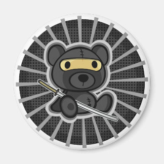 Cute samurai warrior ninja teddy bear on magnet