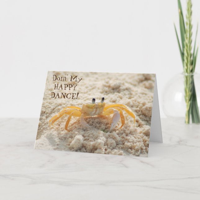 Cute Sand Crab Happy Dance Card (Front)