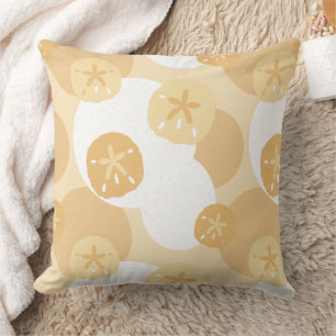 Cute Sand Dollar Coastal Print Beige White Pattern Cushion