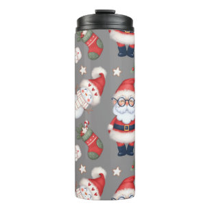 cute santa and christmas vibes with snowman thermal tumbler