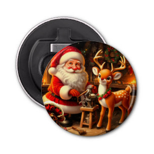 Cute Santa and Reindeer Bottle Opener