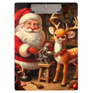 Cute Santa and Reindeer  Clipboard