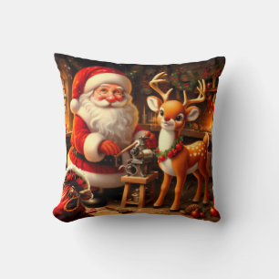 Cute Santa and Reindeer  Cushion