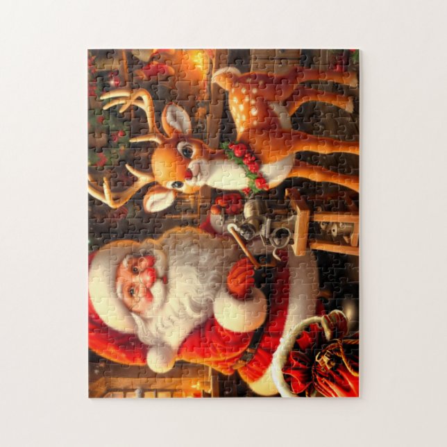 Cute Santa and Reindeer  Jigsaw Puzzle (Vertical)