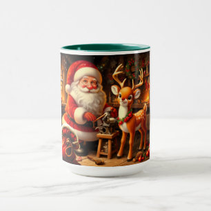 Cute Santa and Reindeer Mug