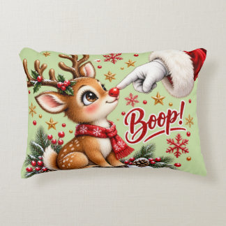 Cute Santa And Reindeer Nose Boop Christmas Decorative Cushion