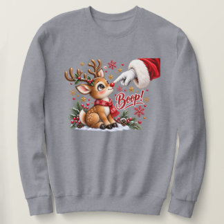 Cute Santa And Reindeer Nose Boop Christmas Sweatshirt