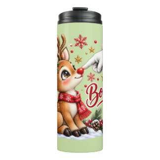 Cute Santa And Reindeer Nose Boop Christmas Thermal Tumbler