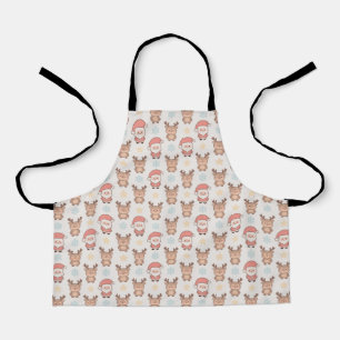 Cute Santa and Reindeer Pattern Apron