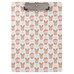 Cute Santa and Reindeer Pattern Clipboard
