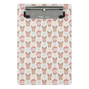 Cute Santa and Reindeer Pattern Mini Clipboard