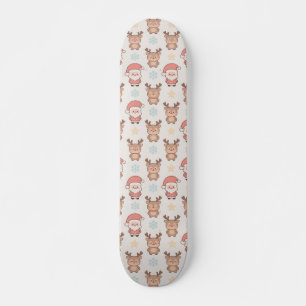 Cute Santa and Reindeer Pattern Skateboard
