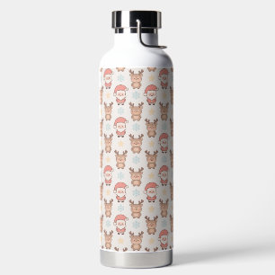 Cute Santa and Reindeer Pattern Water Bottle