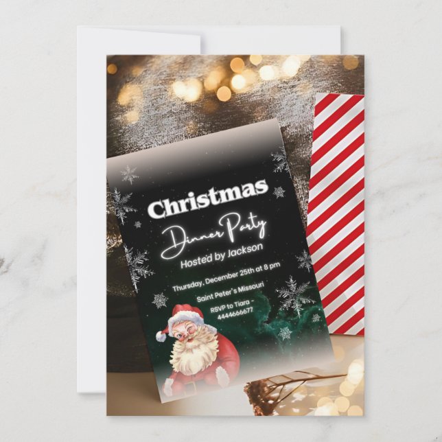Cute Santa and Snowflakes Theme - Christmas Party  Invitation (Front)