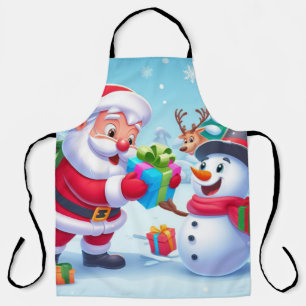 Cute Santa and Snowman  Apron