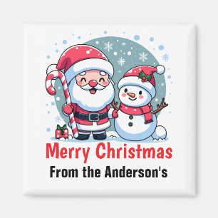 Cute Santa And Snowman Christmas Custom Magnet