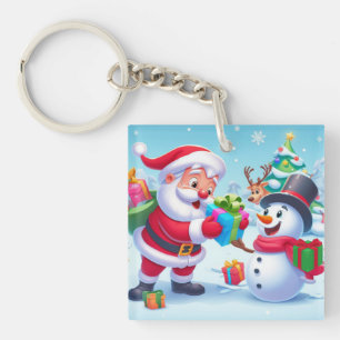 Cute Santa and Snowman  Key Ring