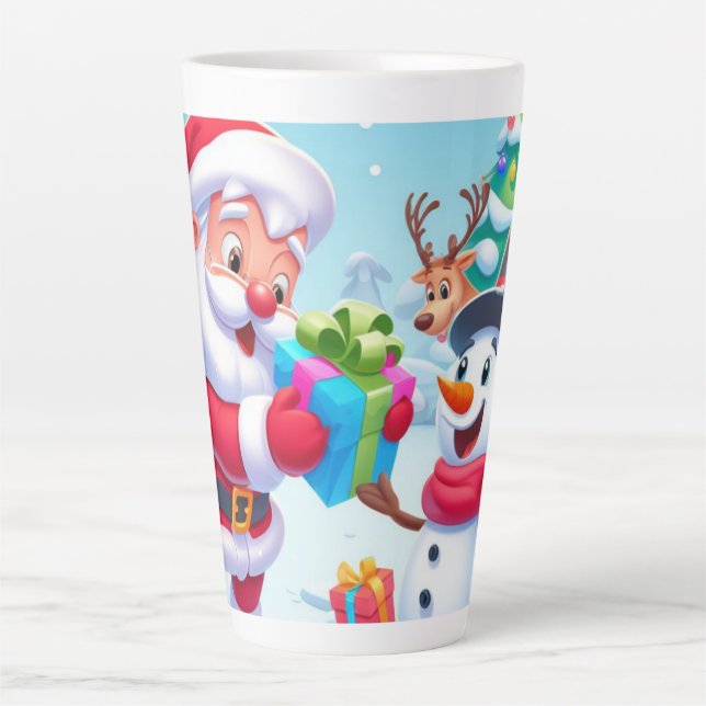 Cute Santa and Snowman  Latte Mug (Front)