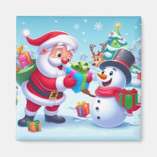 Cute Santa and Snowman  Magnet