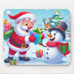 Cute Santa and Snowman Mouse Pad