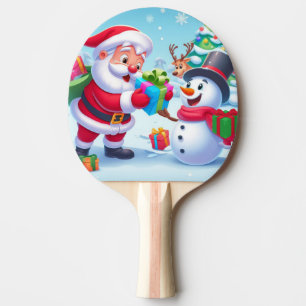 Cute Santa and Snowman  Ping Pong Paddle