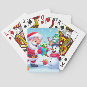 Cute Santa and Snowman  Playing Cards