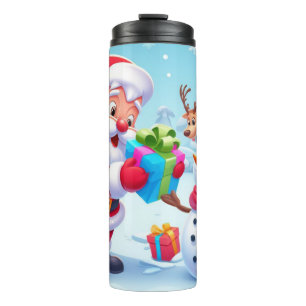 Cute Santa and Snowman Thermal Tumbler