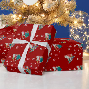 Cute santa and toys wrapping Christmas gifts Paper