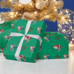 Cute santa and toys wrapping Christmas gifts Paper