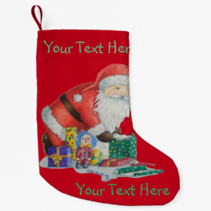 Cute santa and toys wrapping Christmas gifts Small Christmas Stocking