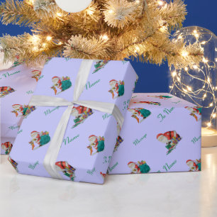 Cute santa and wrapped parcels for Christmas Wrapping Paper