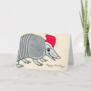 Cute Santa Armadillo Christmas Holiday Card