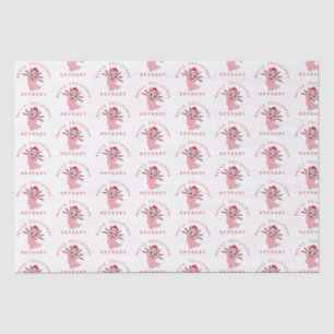 Cute Santa Axolotl Pattern Name Merry Christmas Tissue Paper