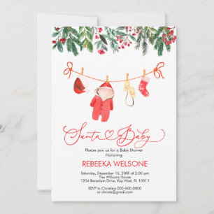 Cute santa baby christmas baby shower invitation