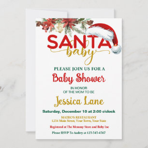 Cute Santa Baby December Baby Shower Invitation