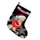 Cute Santa Baby Girl Red Silver Monogram Name