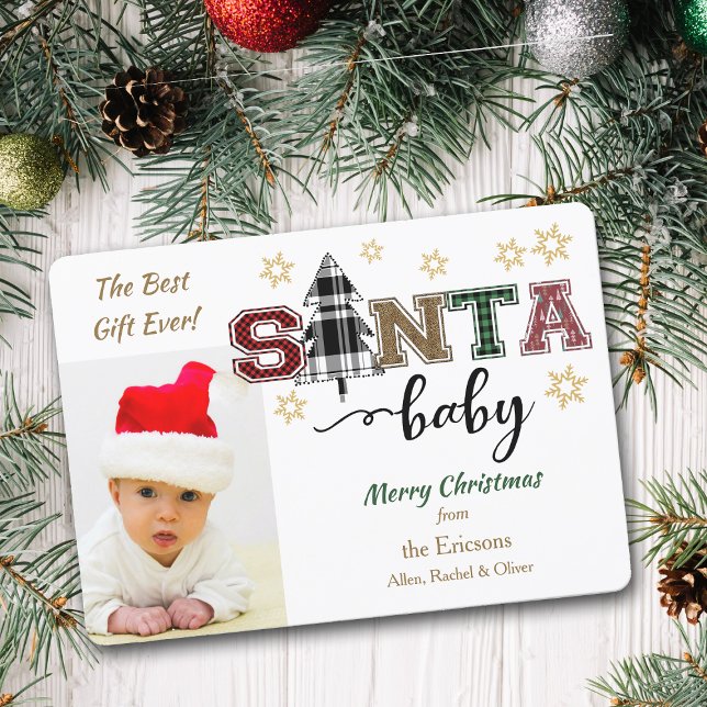 Cute Santa Baby Photo Announcement Christmas (Creator Uploaded)