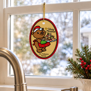 Cute Santa Bear Christmas Cookies Ceramic Ornament