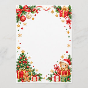 Cute Santa Bear Christmas Party Menu Card