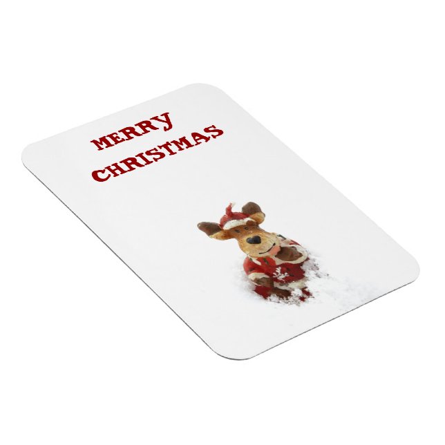 Cute Santa Bear In The Snow Magnet (Right Side)