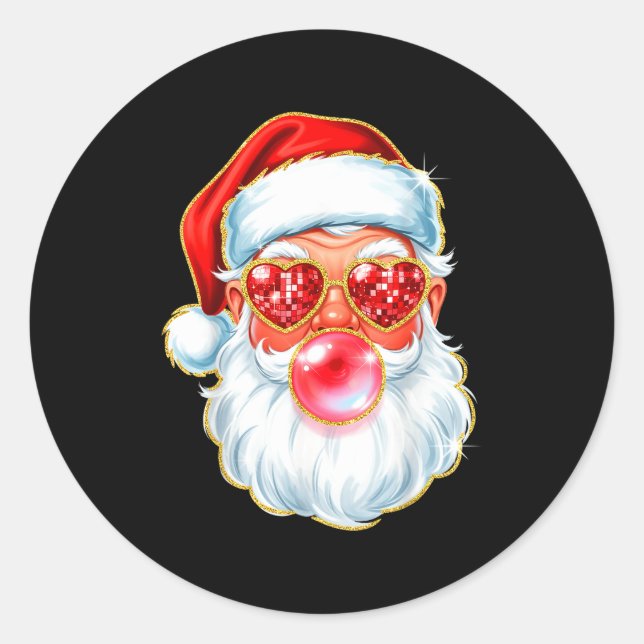 Cute Santa Bubble Gum For Women Teen Little Girls  Classic Round Sticker (Front)