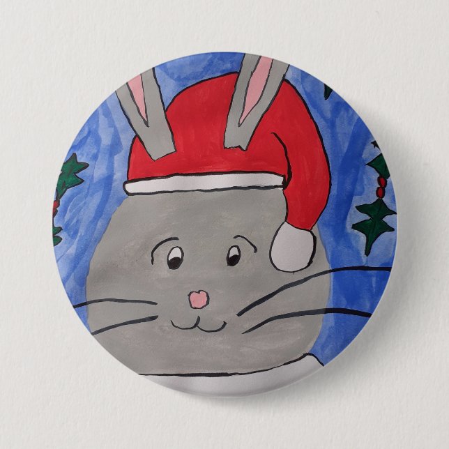 Cute Santa Bunny 7.5 Cm Round Badge (Front)
