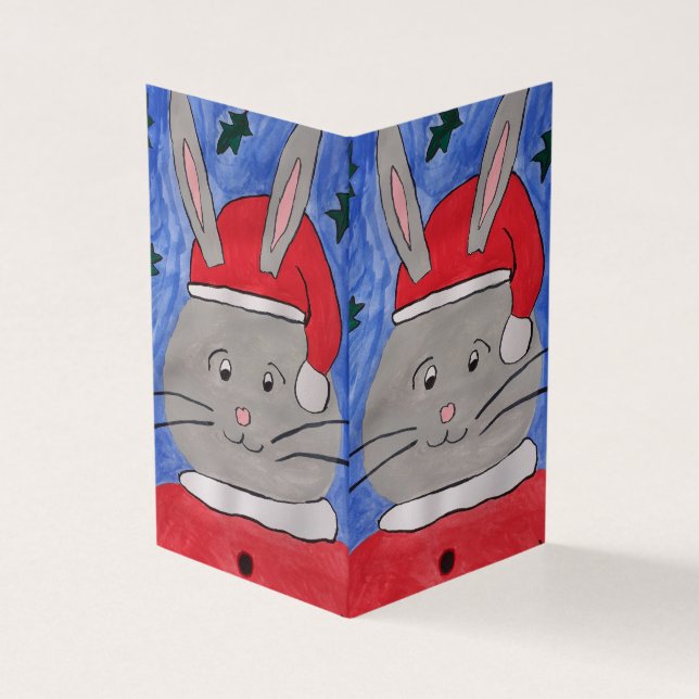 Cute Santa Bunny Christmas Card (Outside)