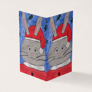 Cute Santa Bunny Christmas Card
