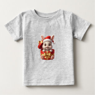 Cute Santa Bunny in Christmas Gift Box Baby T-Shirt