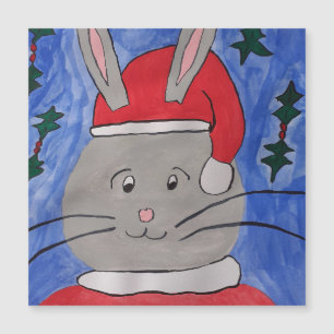 Cute Santa Bunny Magnetic Christmas Card
